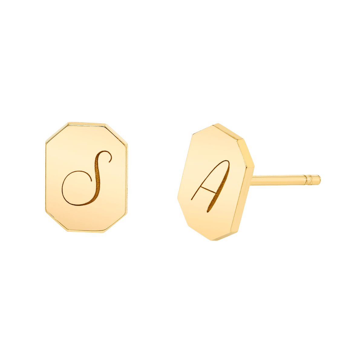 Engravable Initial Tag Earrings