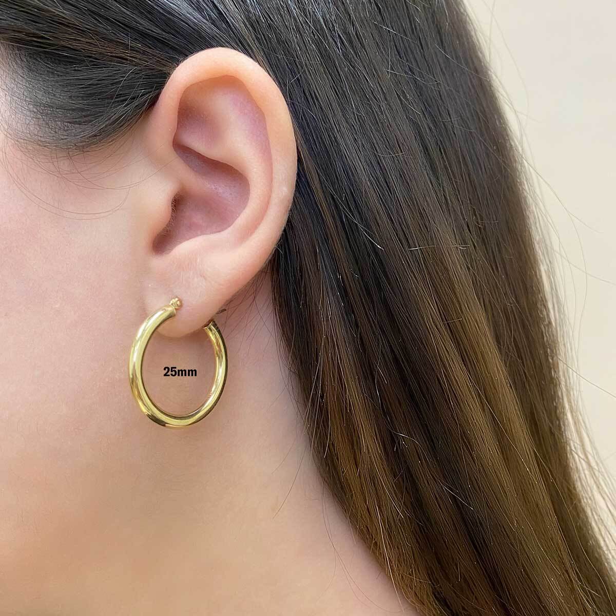 3mm Gold Tube Hoop Earrings
