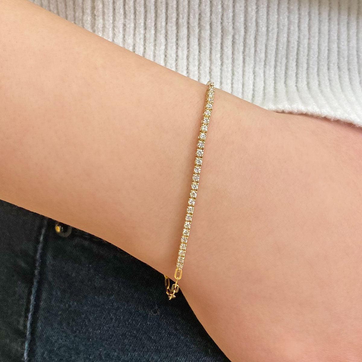 Diamond Tennis Bracelet Paper Clip Link - Image 8