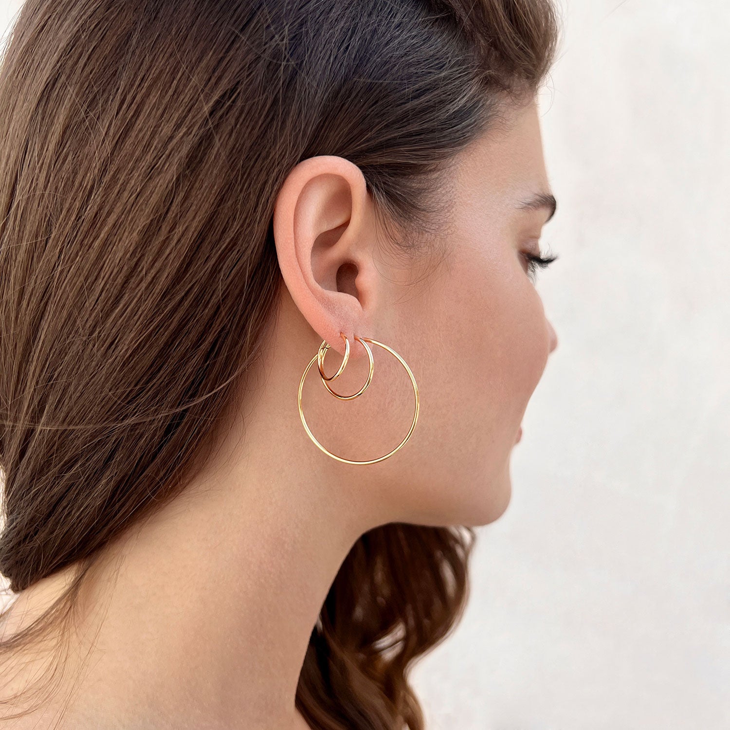 Gold endless hoop earrings Clearance