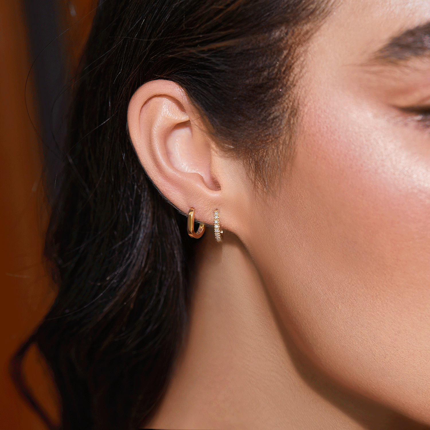 14K Gold Petit Paper Clip Huggie Hoop Earrings – Baby Gold