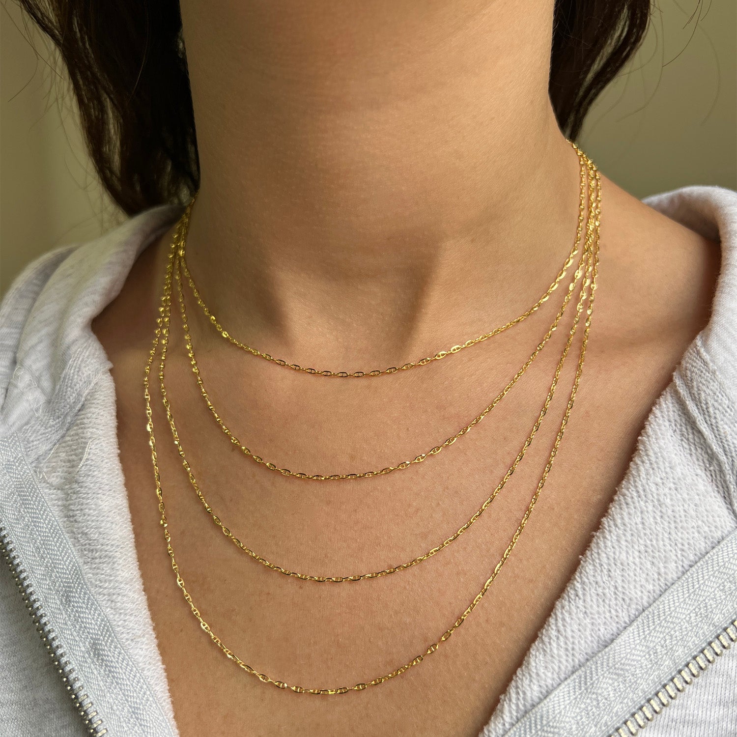 14k Real Solid Gold Mariner Chain 3.2mm-6.3mm Thick 16-24