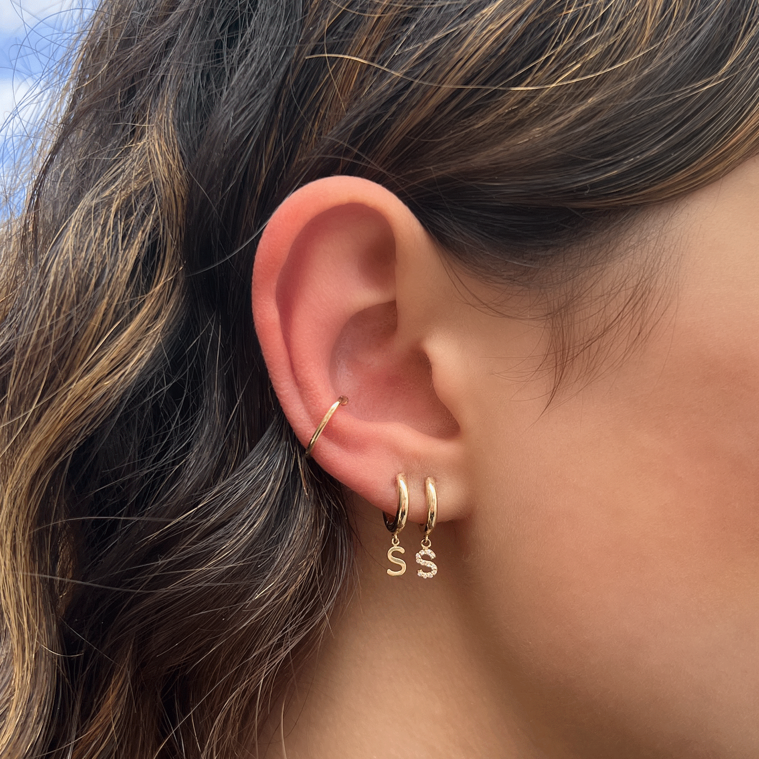 Initial Charm Drop Huggies - Image 8