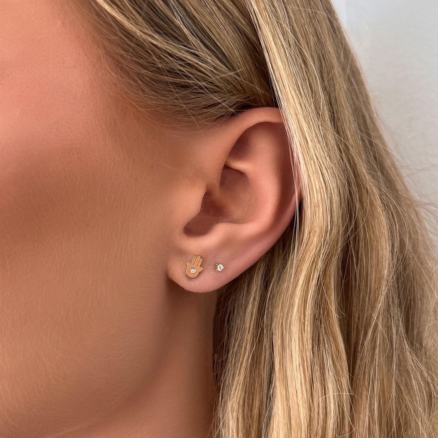 Hamsa Diamond Stud Earrings - Image 5