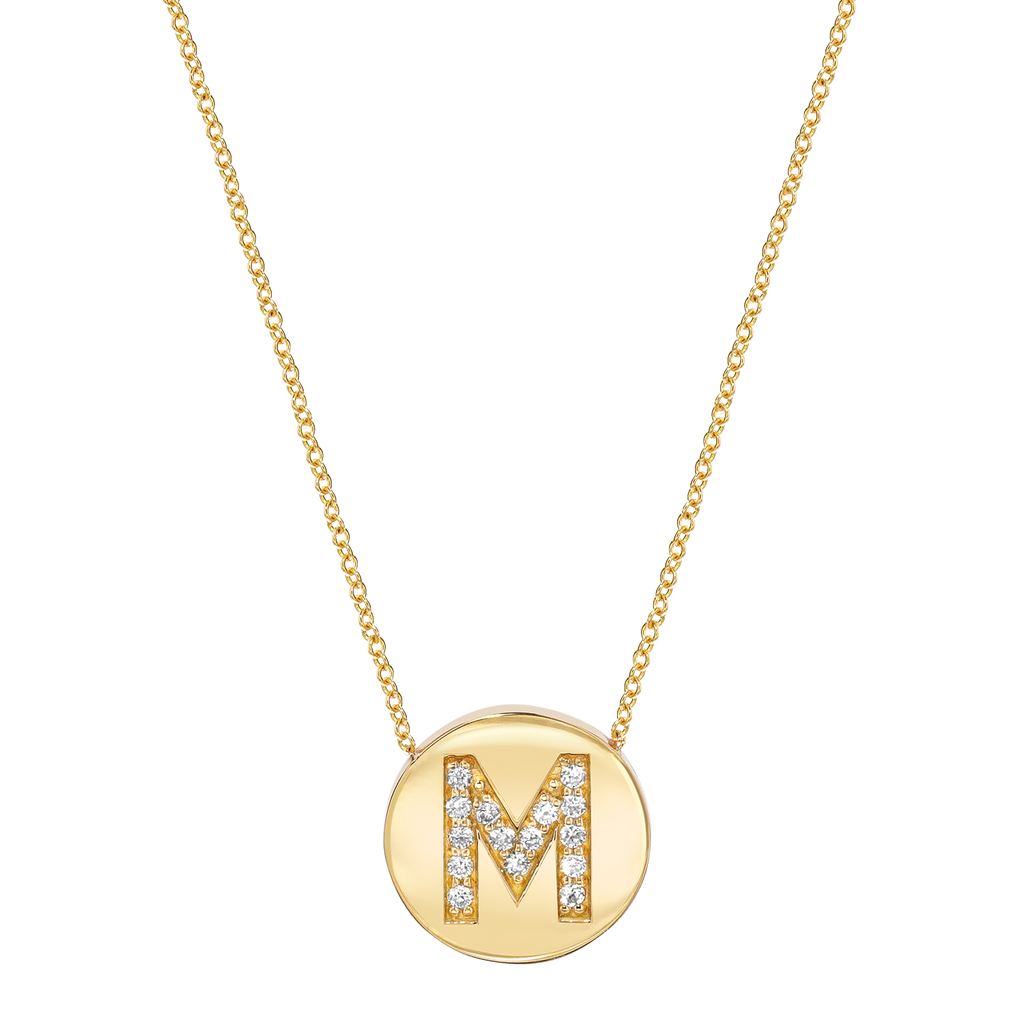Diamond Initial Coin Necklace