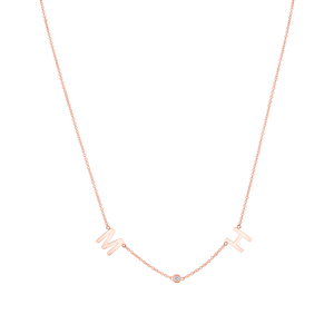 Double Letter Diamond Bezel Necklace
