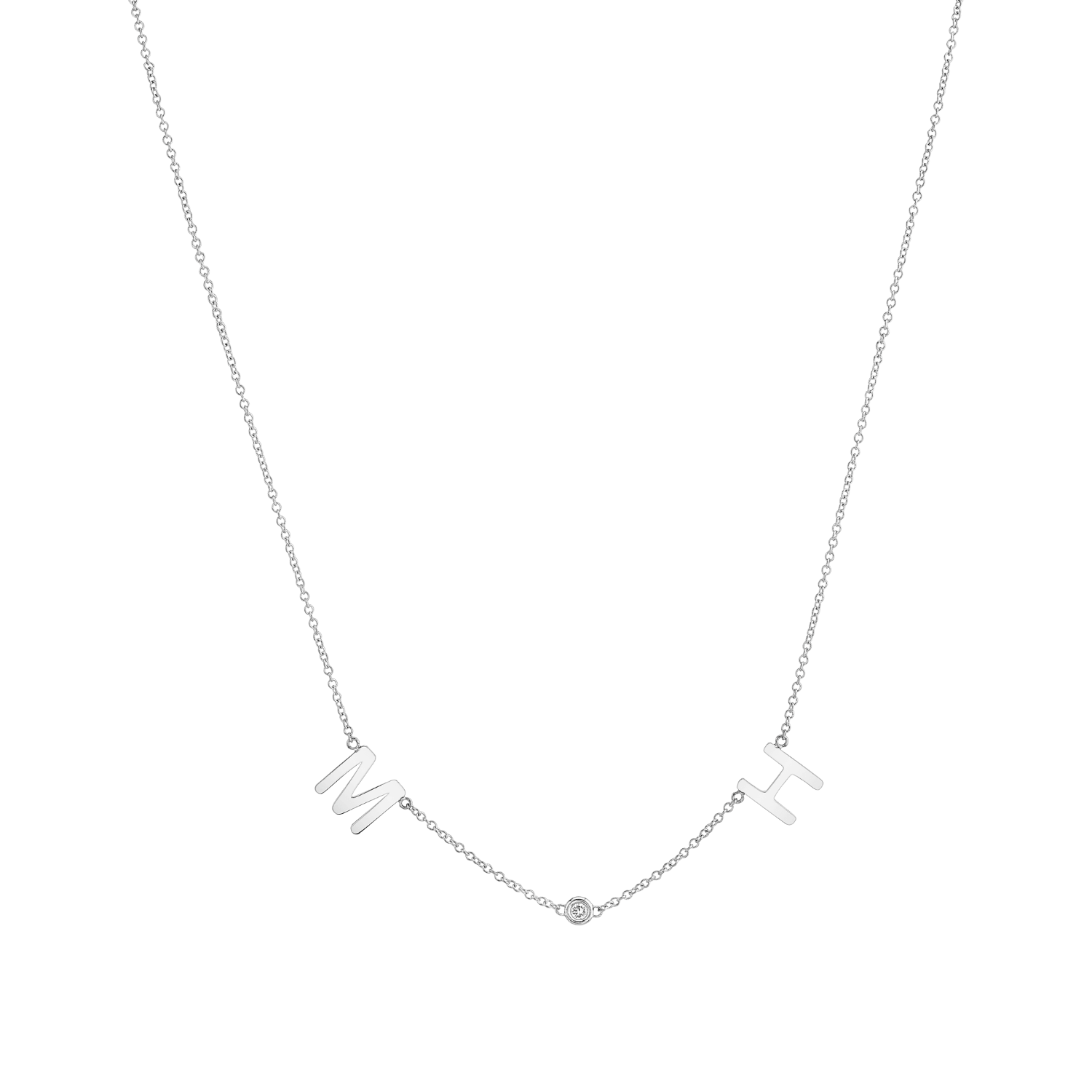 Double Letter Diamond Bezel Necklace - Image 3