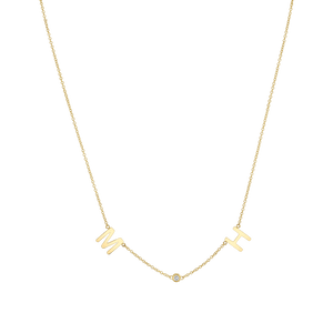 Double Letter Diamond Bezel Necklace Baby Gold