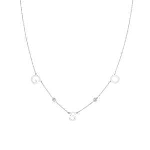 Triple Letter Diamond Bezel Necklace