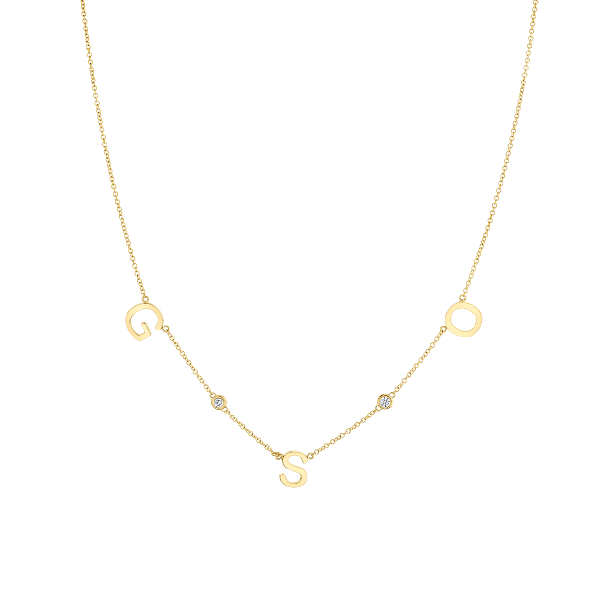 Triple Letter Diamond Bezel Necklace