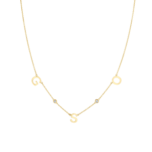 Triple Letter Diamond Bezel Necklace