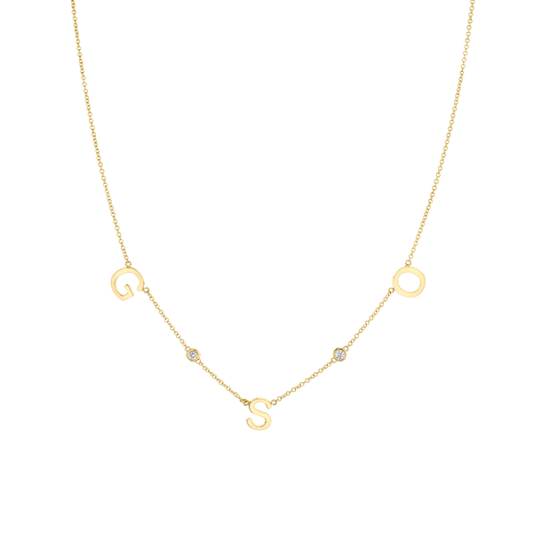 Diamond Letter Necklace, Gold Capital Letter With Diamonds | Benati