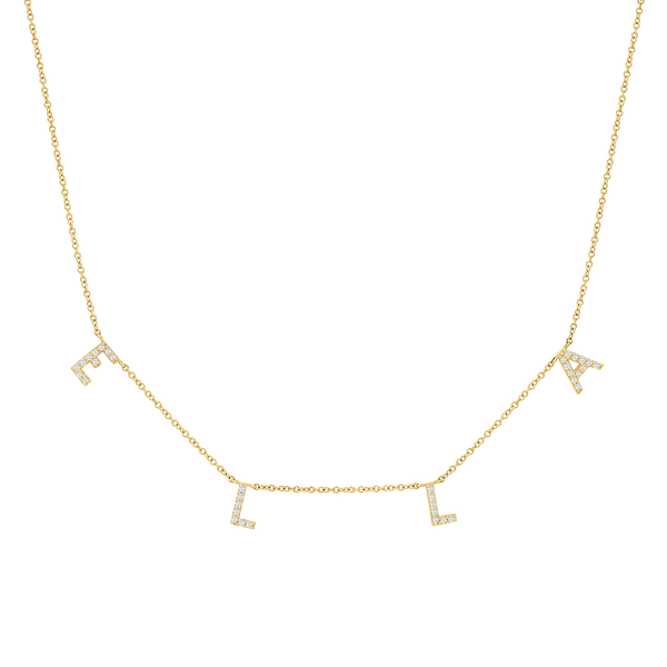 Diamond Spaced Letter Necklace Baby Gold
