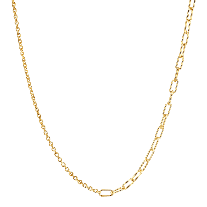Diamond Cut Rolo & Paper Clip Chain Necklace