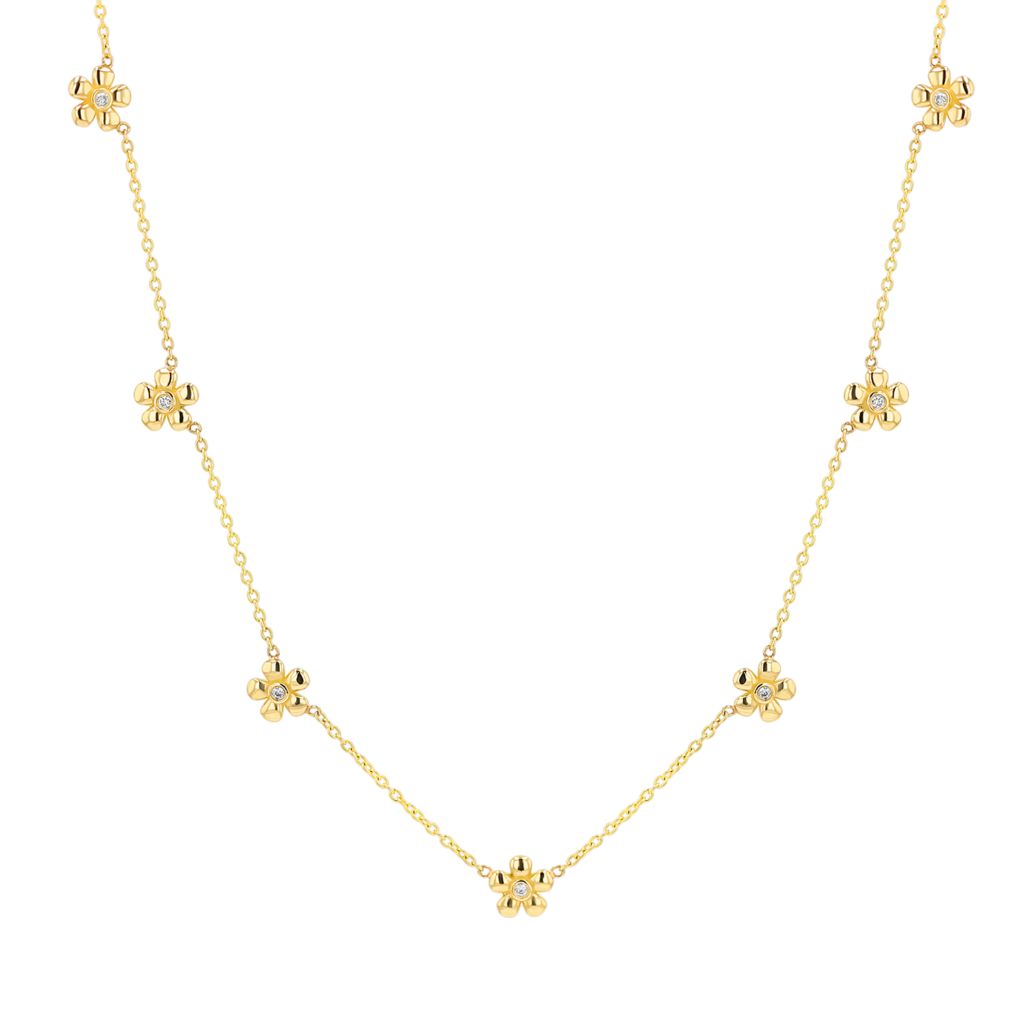 14K Gold Diamond Flower Chain Necklace – Baby Gold