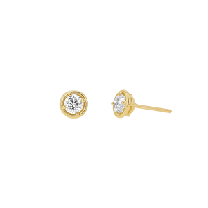 Gold round diamond stud earrings Clearance
