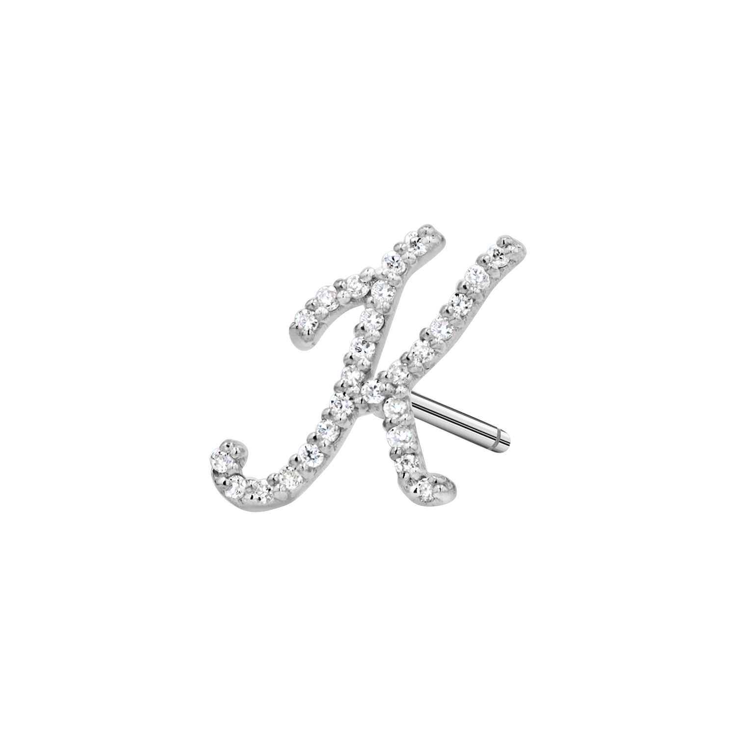Script F Diamond Stone 14K Gold Diamond Pave Script Letter Stud – Baby Gold