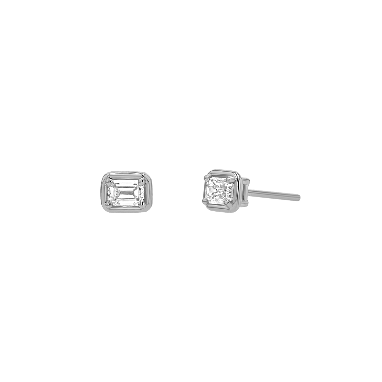 Emerald Diamond Stud Earrings - Image 3