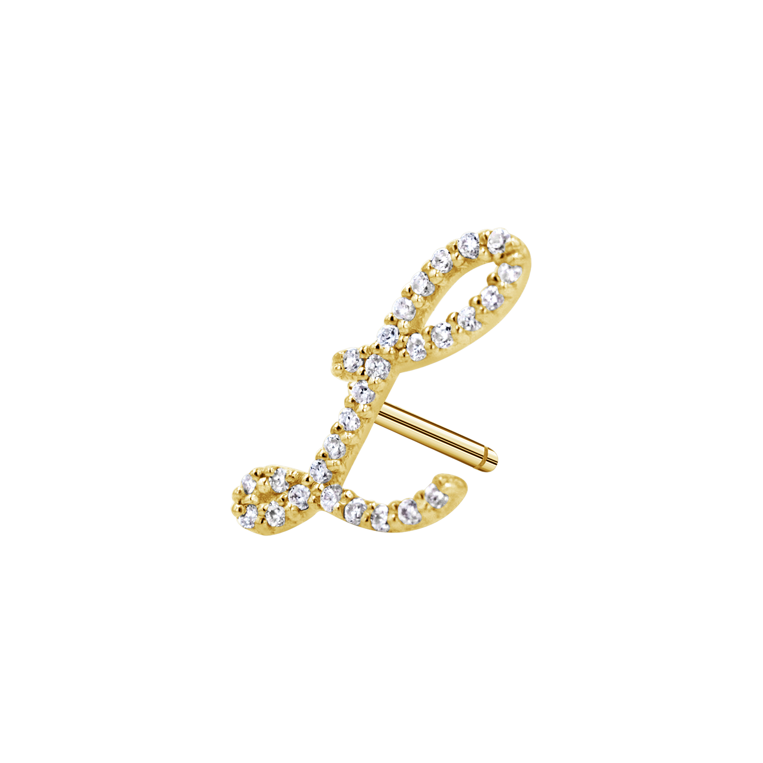 14K Gold Diamond Pave Script Letter Stud – Baby Gold
