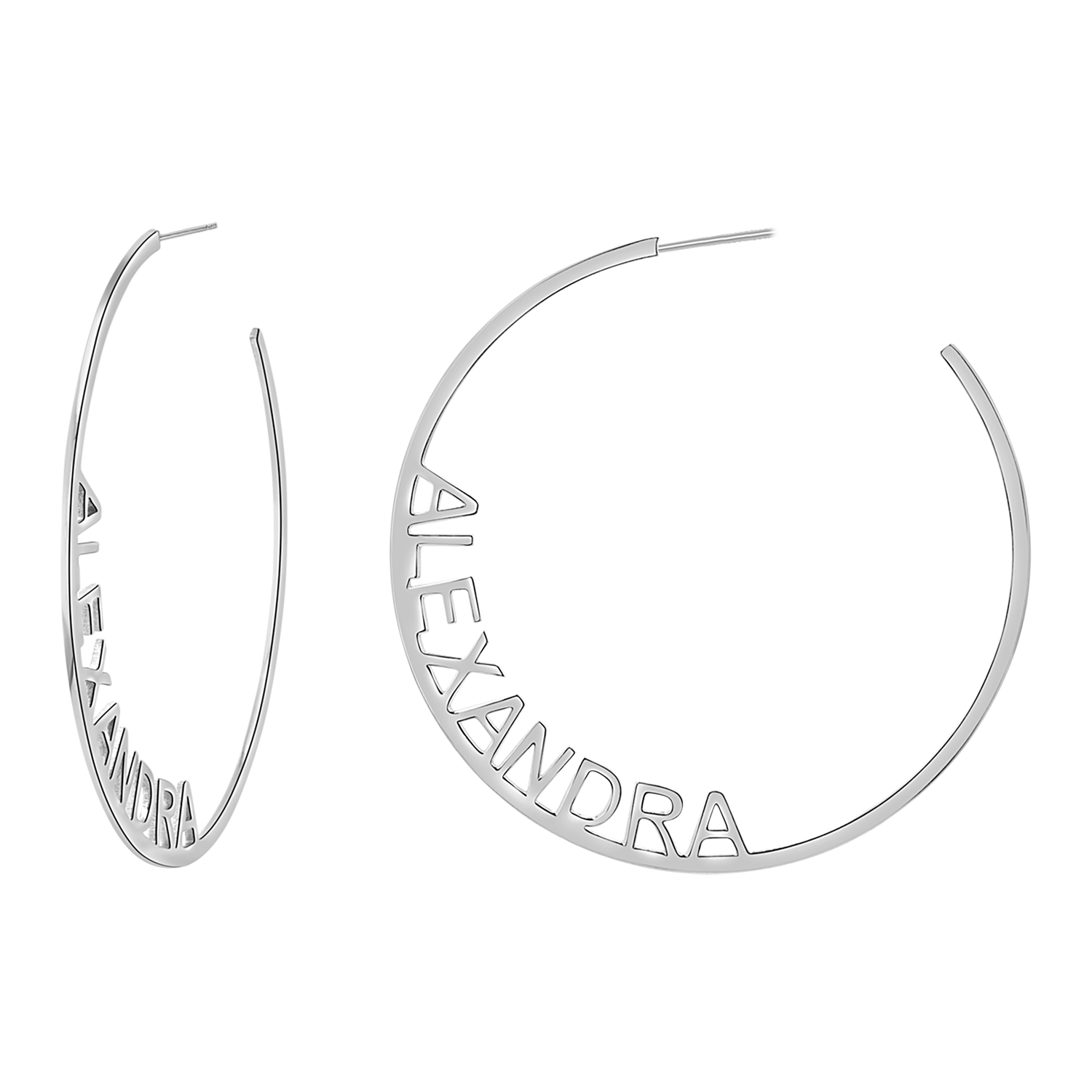 Large Custom Block Name Hoop Earrings - Image 3