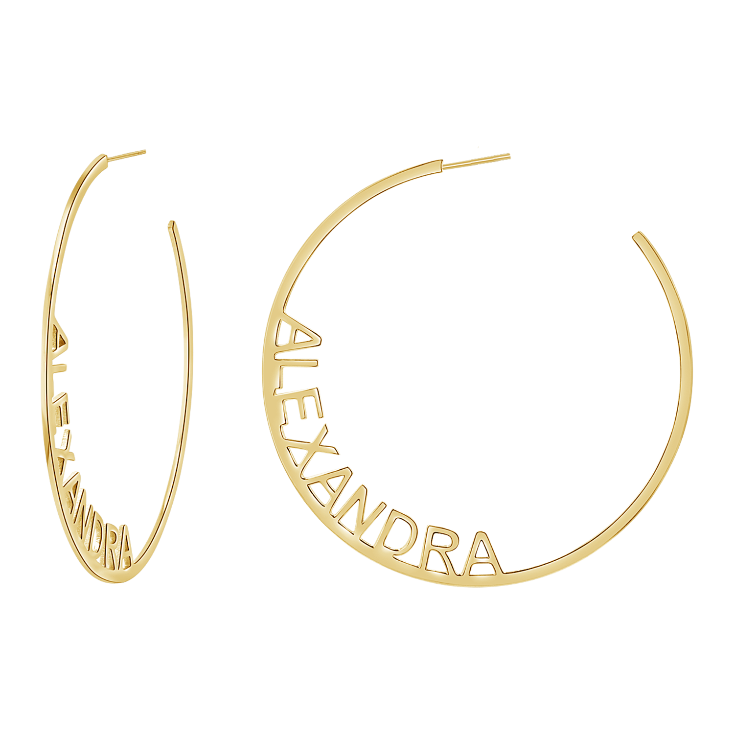 Large Custom Block Name Hoop Earrings - Image 2