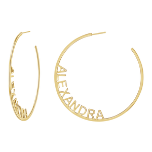 14k gold online hoop name earrings