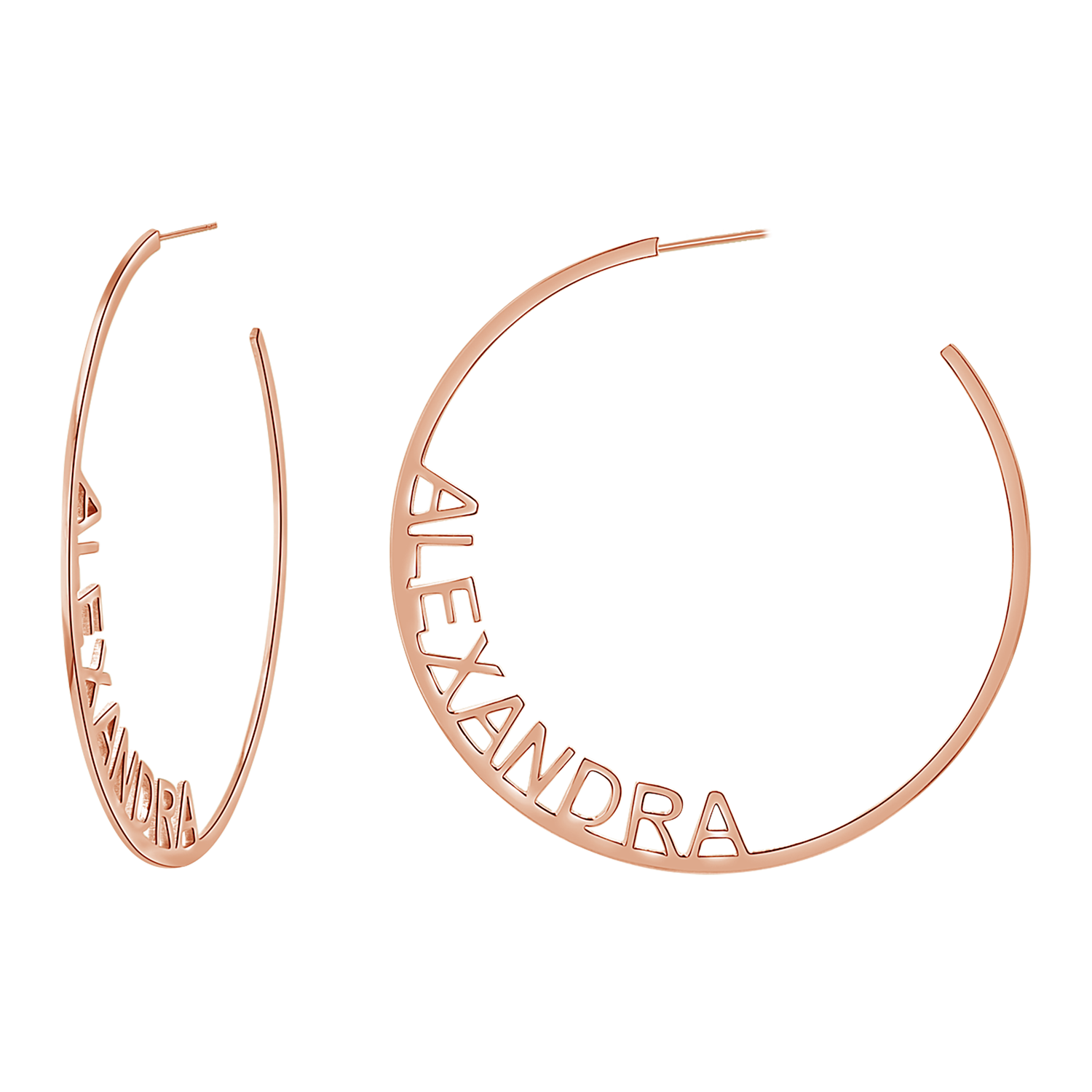 Large Custom Block Name Hoop Earrings - Image 4