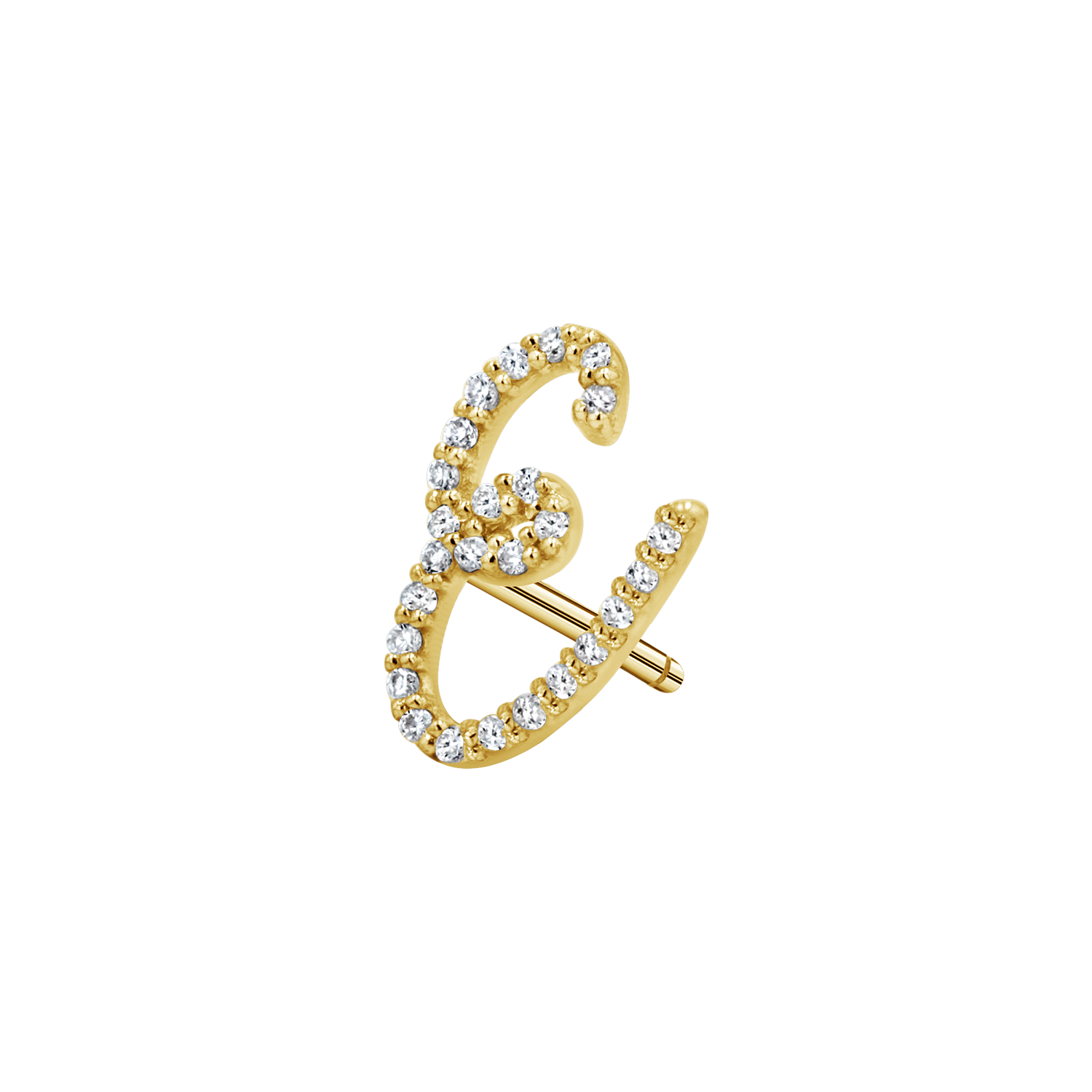 14K Gold Diamond Pave Script Letter Stud – Baby Gold