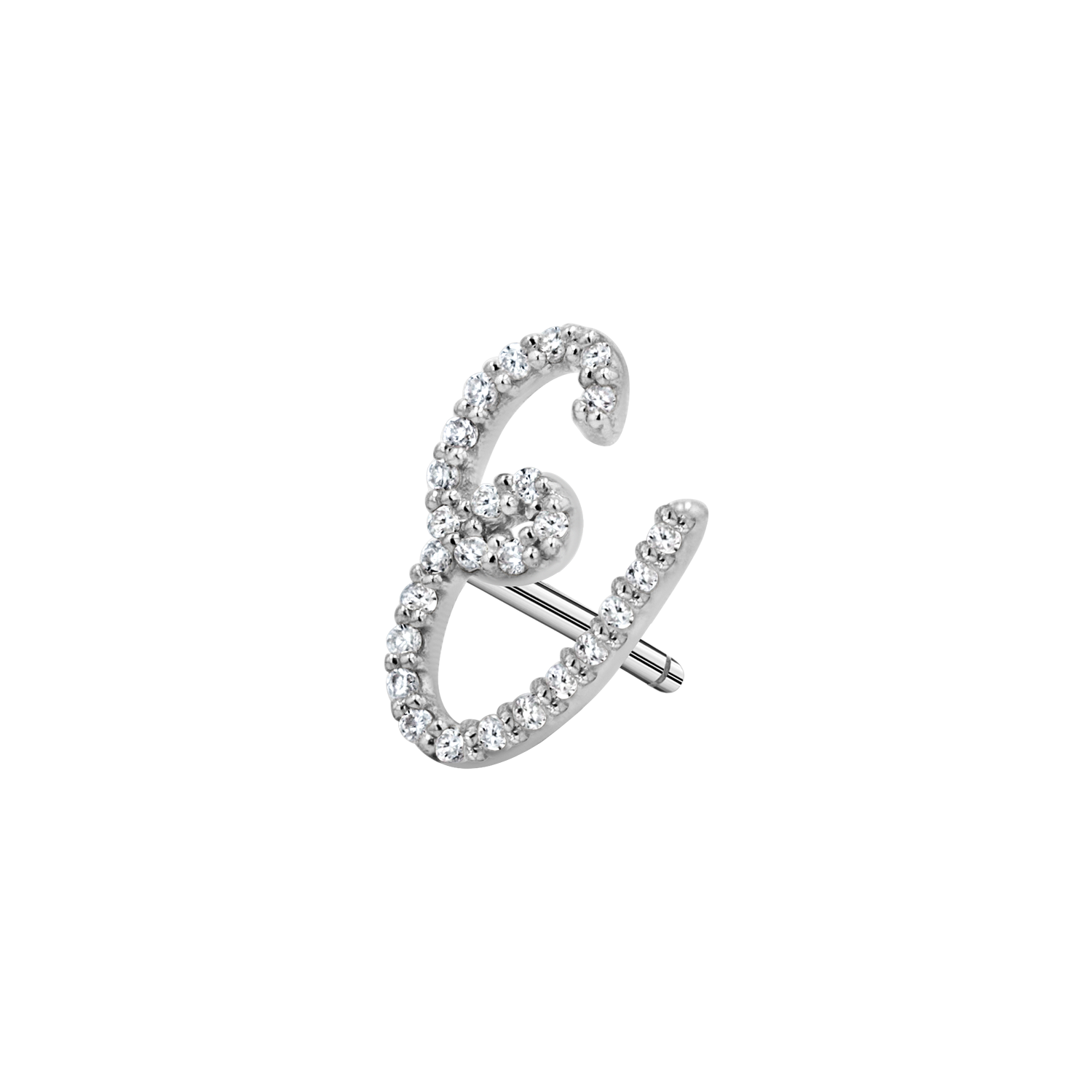 Script F Diamond Stone 14K Gold Diamond Pave Script Letter Stud – Baby Gold