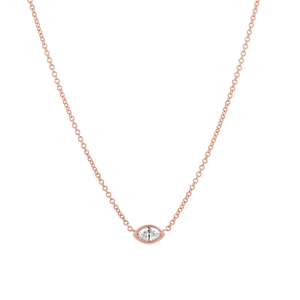 14K Gold Marquise Diamond Solitaire Necklace Baby Gold