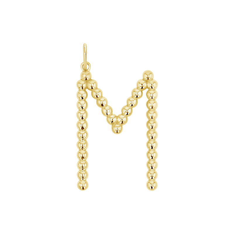 Large Gold Bead Letter Charm