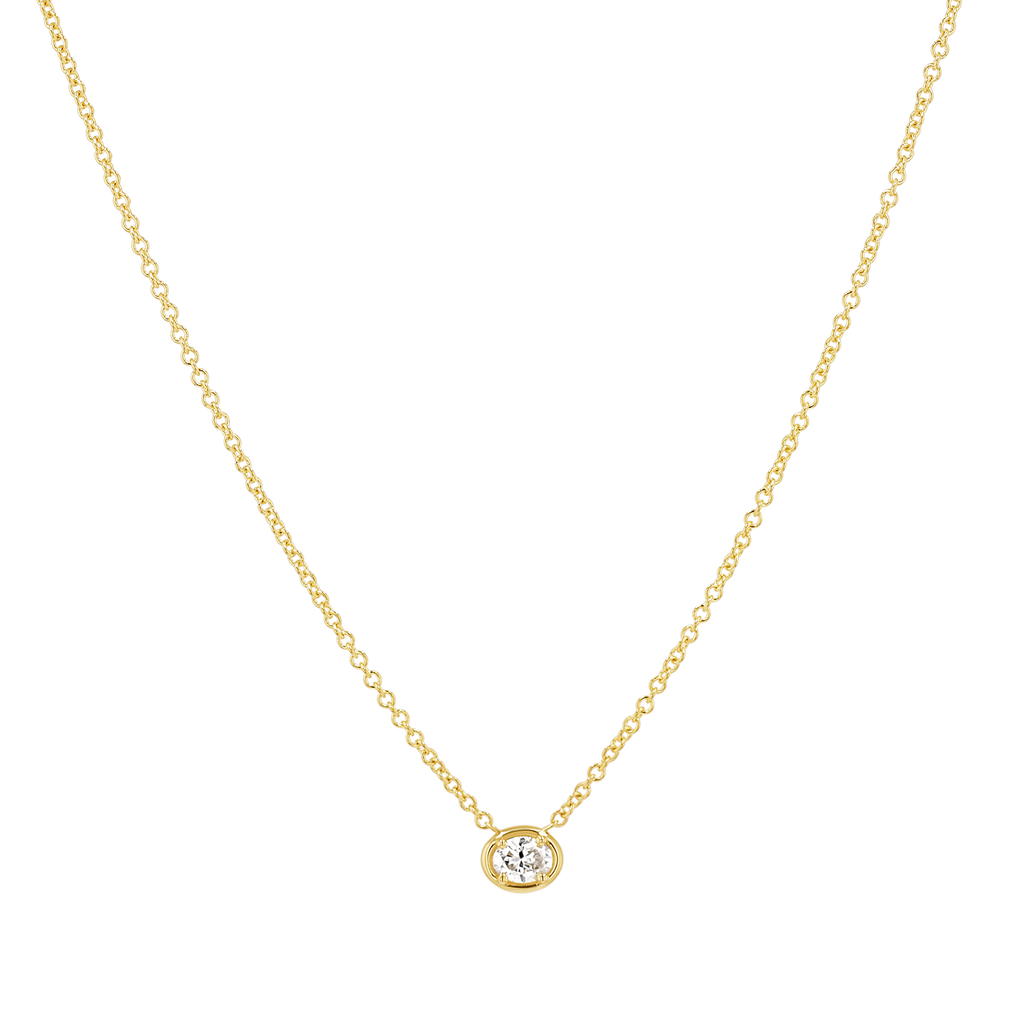Oval Diamond Solitaire Necklace