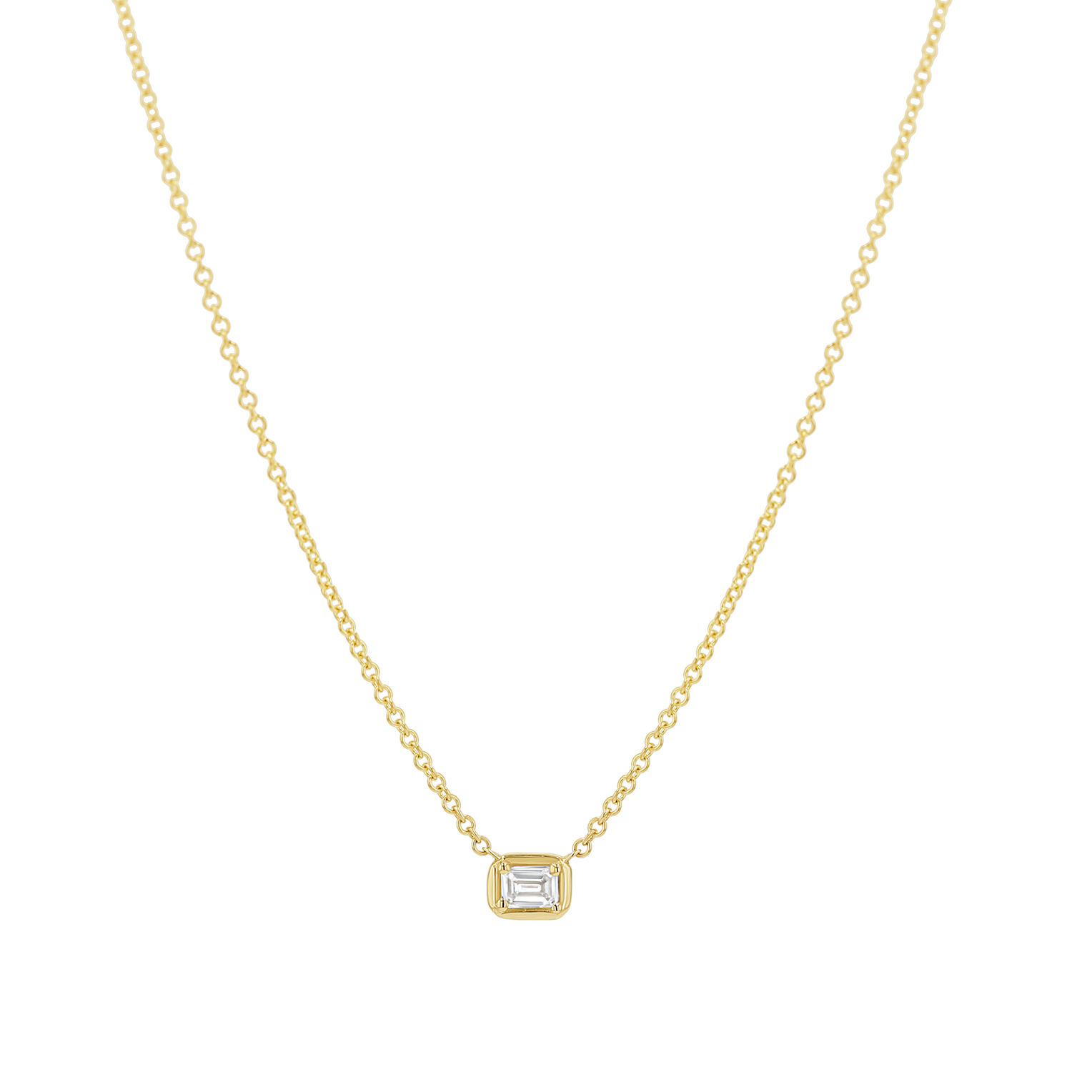 Emerald Diamond Solitaire Necklace - Image 2