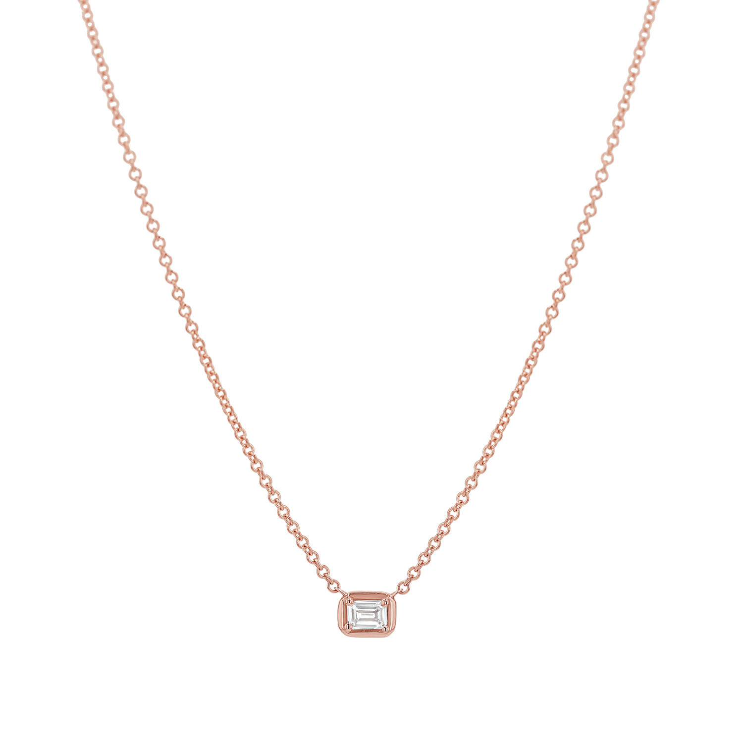 Emerald Diamond Solitaire Necklace - Image 4