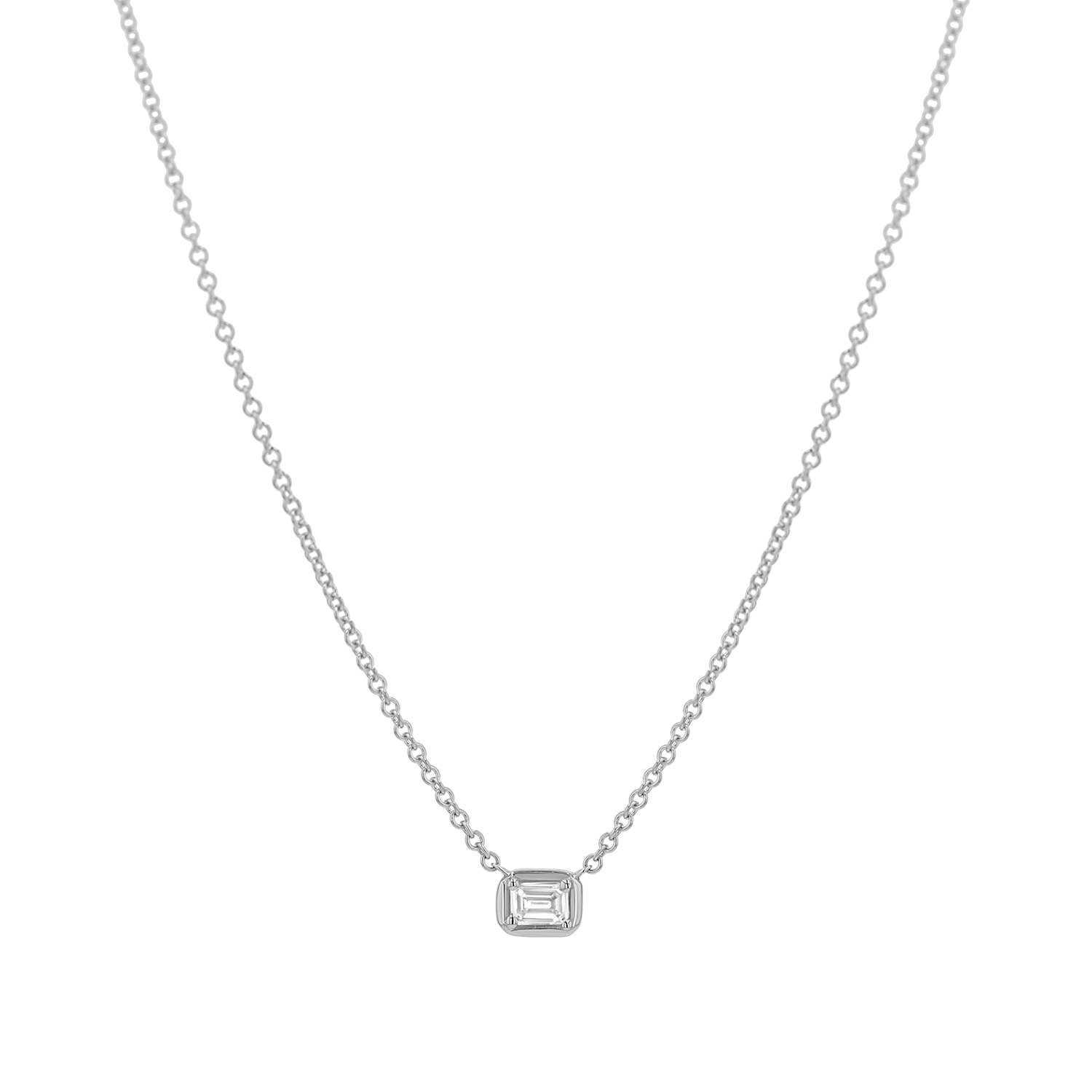 Emerald Diamond Solitaire Necklace - Image 3