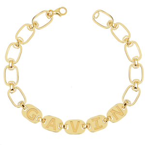 14K Gold Custom Chain Link Name Bracelet Baby Gold