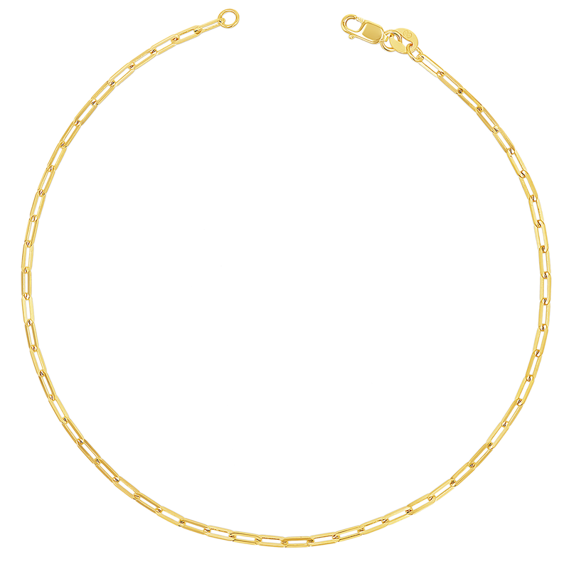 14K Gold Diamond Cut Paperclip Anklet Baby Gold