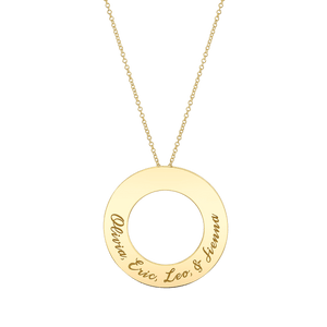 Engraved Circle Disc Necklace