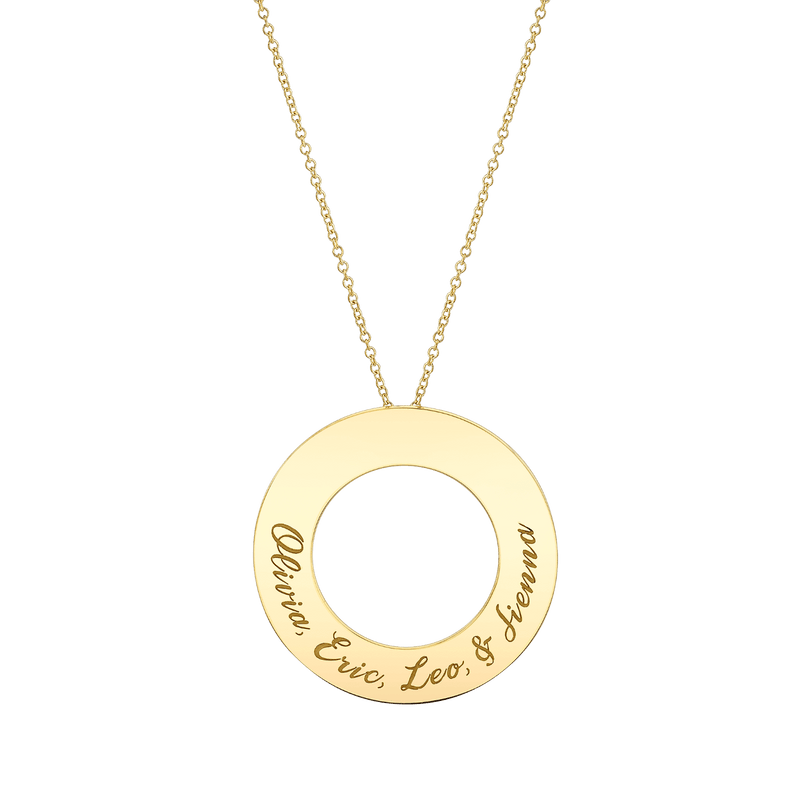 Engraved Circle Disc Necklace