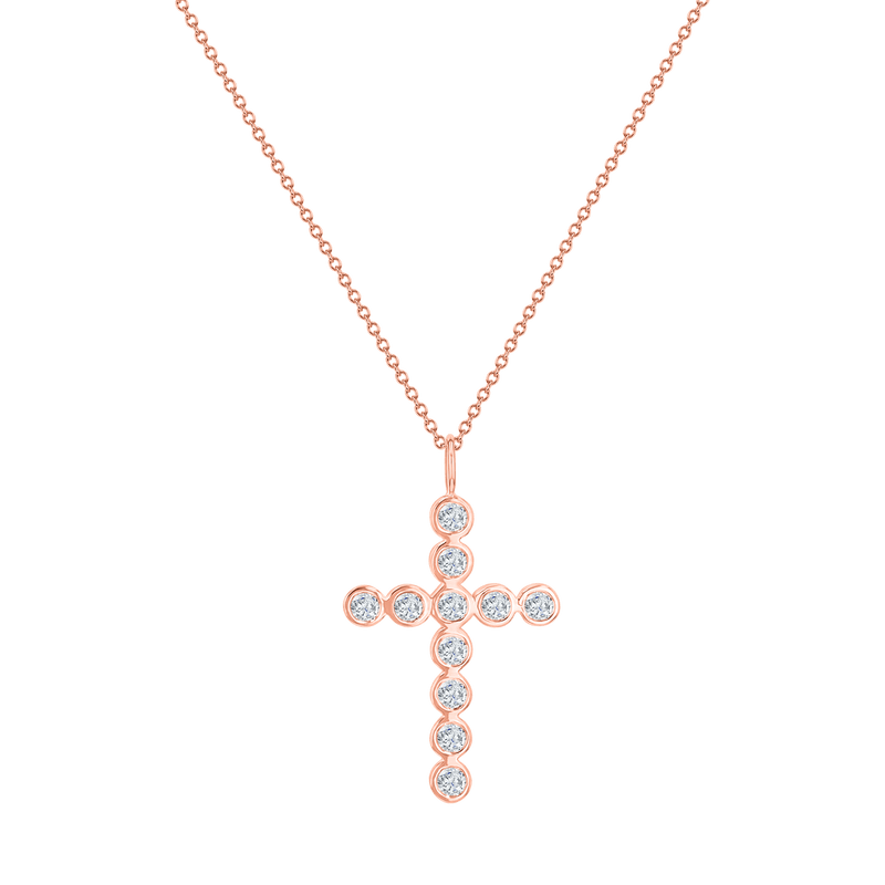 Grand Diamond Bezel Cross Necklace