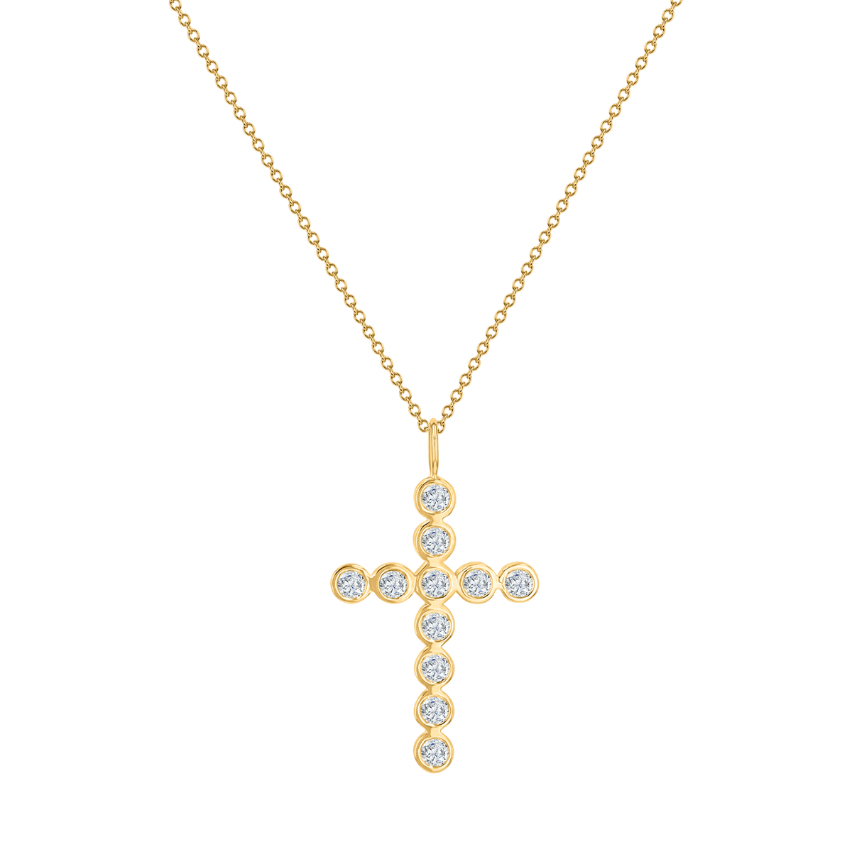 Grand Diamond Bezel Cross Necklace