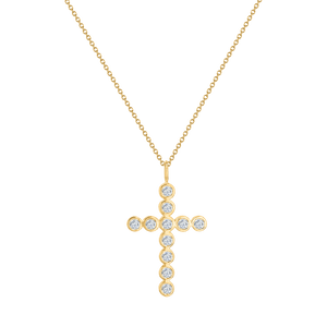 Grand Diamond Bezel Cross Necklace