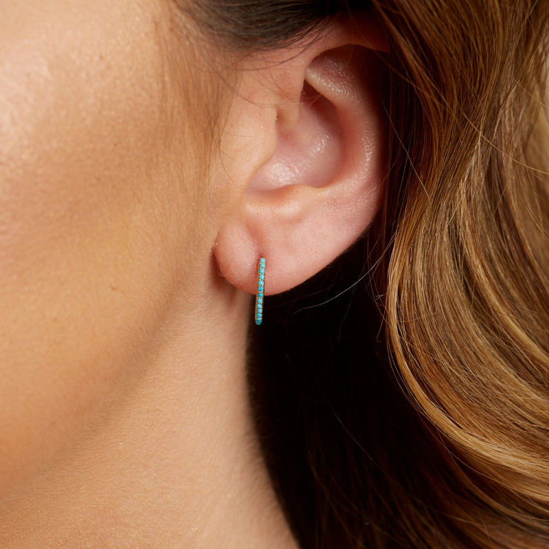 Turquoise Huggie Hoop Earrings