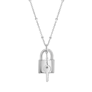 Love Padlock and Key Sparkle Chain Necklace
