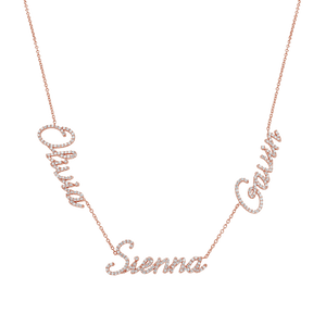 Multi Diamond Custom Script Name Necklace