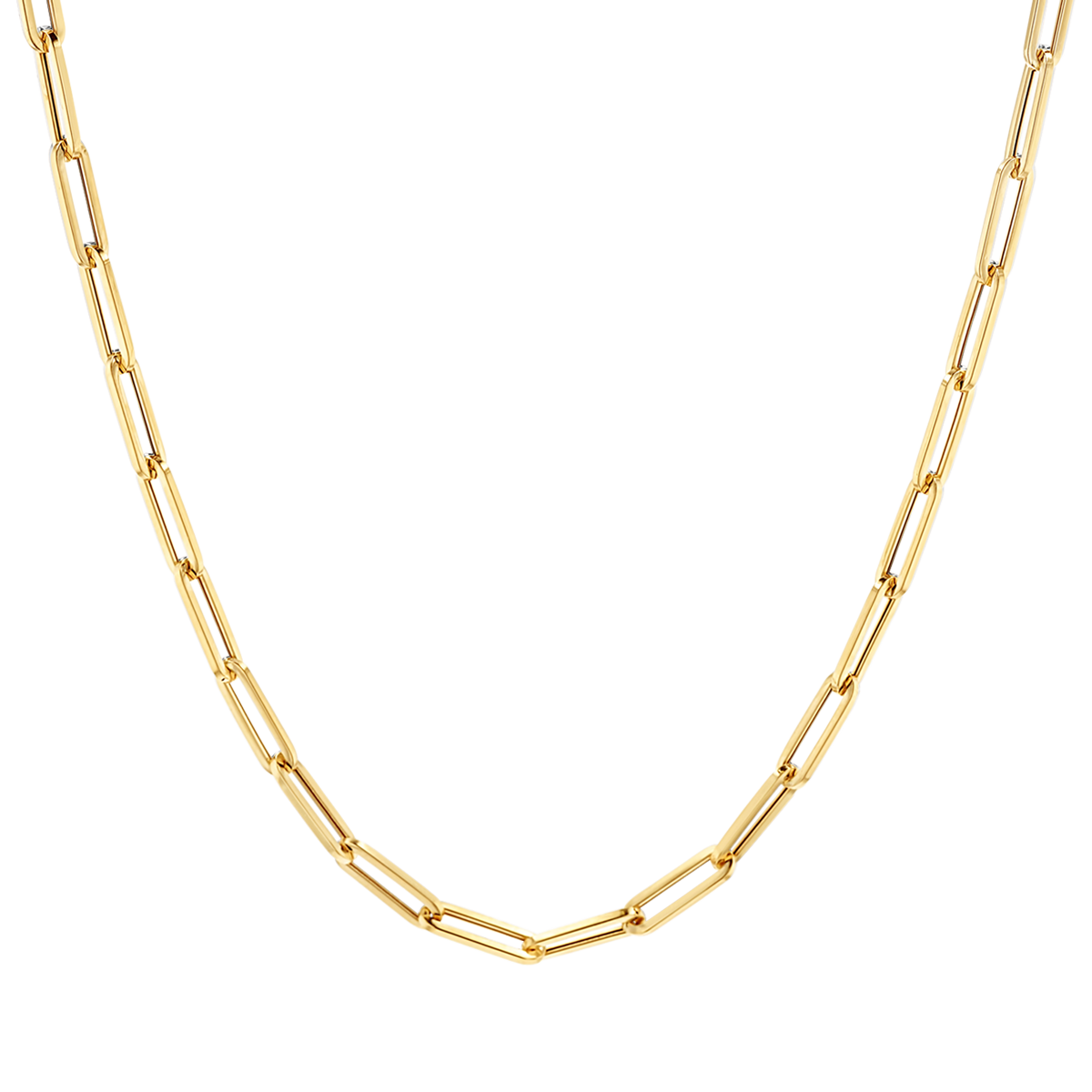 14K Large Paper Clip Chain Necklace 14K Yellow Gold / 18 Inches by Baby Gold - Shop Custom Gold Jewelry