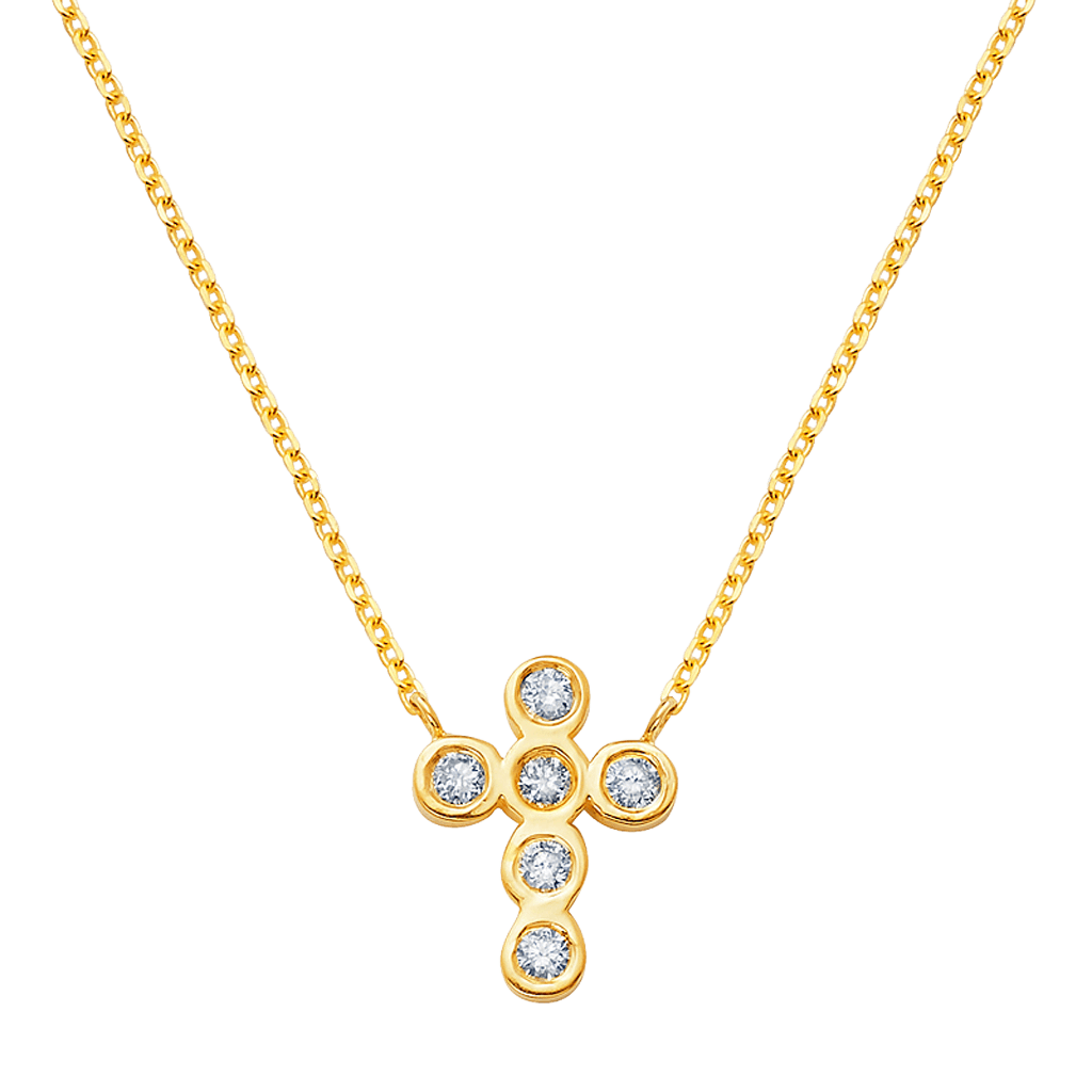 Diamond Bezel Cross Necklace
