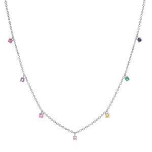 Rainbow Gemstone Drop Necklace