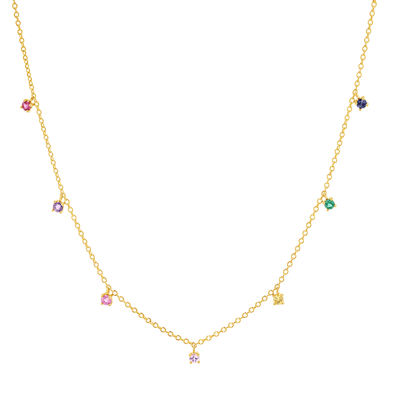 Rainbow Gemstone Drop Necklace