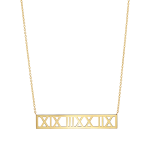 14K Gold Roman Numeral Necklace Baby Gold
